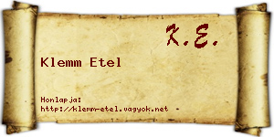Klemm Etel névjegykártya